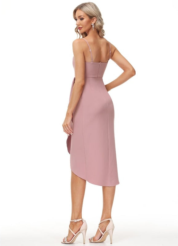 Robe Fourreau Asymétrique Rose - gallery 5