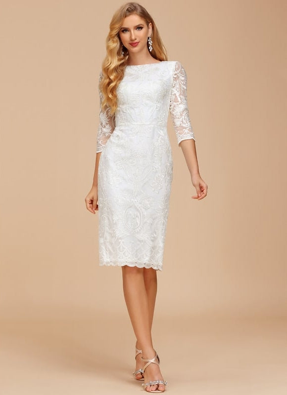 Robe Fourreau Creme - gallery 2