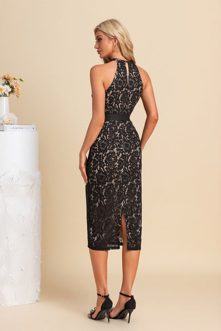 Robe Fourreau Dentelle Noire - gallery 1