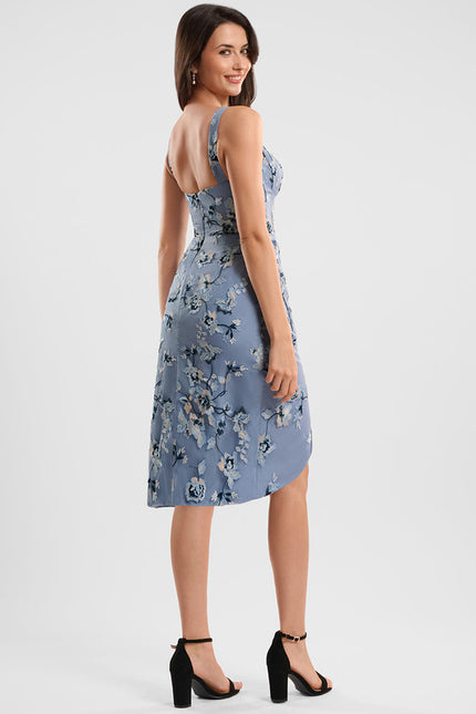 Robe Fourreau Bleue Florale - gallery 5