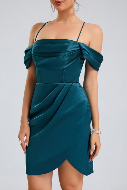 Robe Fourreau Satin Émeraude Ajustée - gallery 5