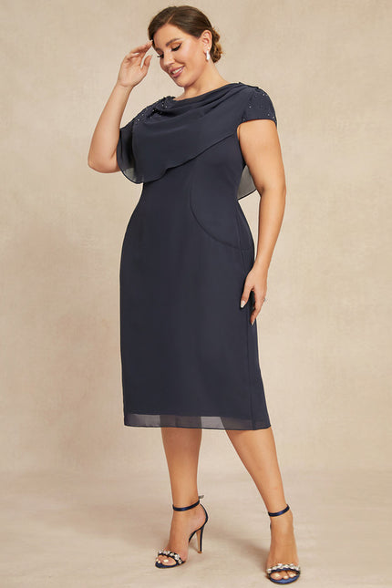 Robe Fourreau Élégante Grise - gallery 9