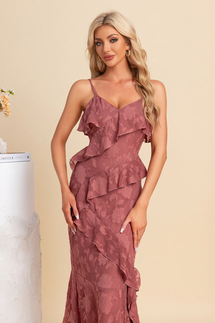 Robe Fourreau Asymétrique Bordeaux - gallery 6