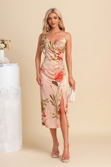 Robe Fourreau Satinée Florale