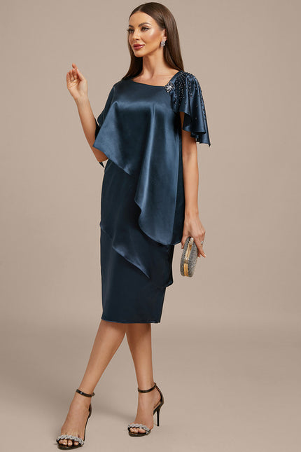 Robe Fourreau Satinée Asymétrique Chic - gallery 3