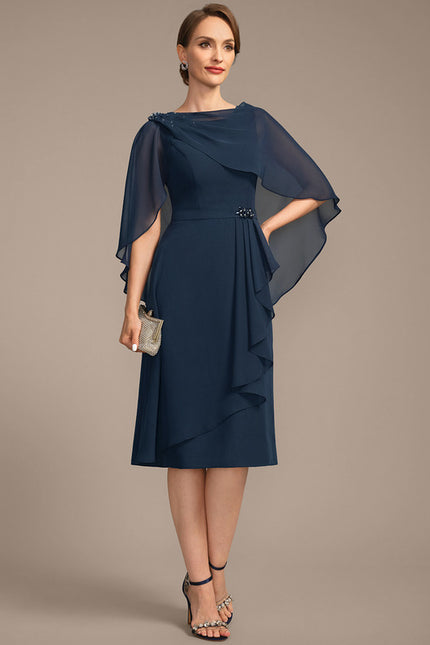 Robe Fourreau Chic Drapé Perlé