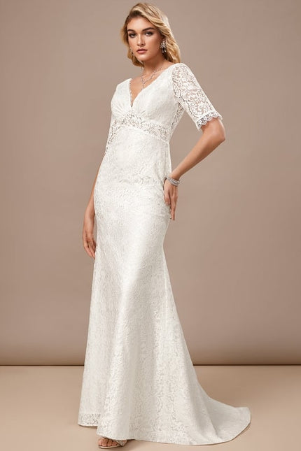 Robe Fourreau Blanche Mariage - gallery 2