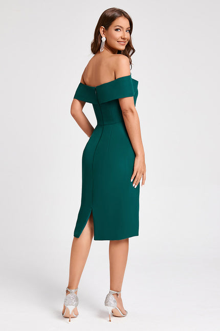 Robe Fourreau Émeraude Drapée - gallery 1