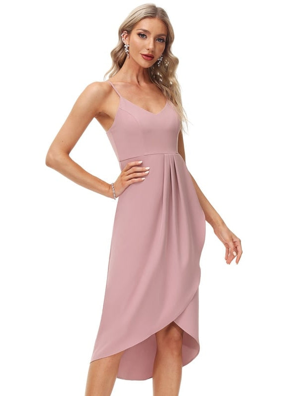 Robe Fourreau Asymétrique Rose