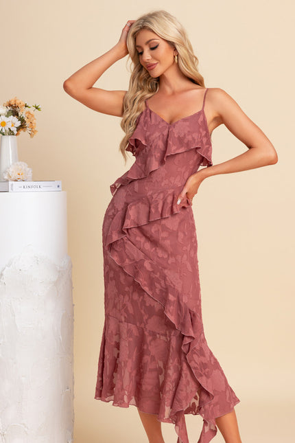 Robe Fourreau Asymétrique Bordeaux - gallery 5