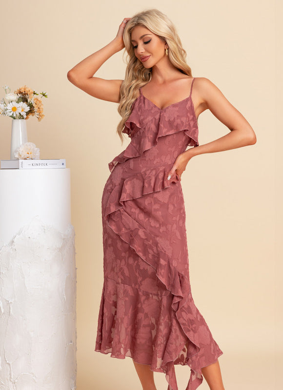 Robe Fourreau Asymétrique Bordeaux - gallery 5