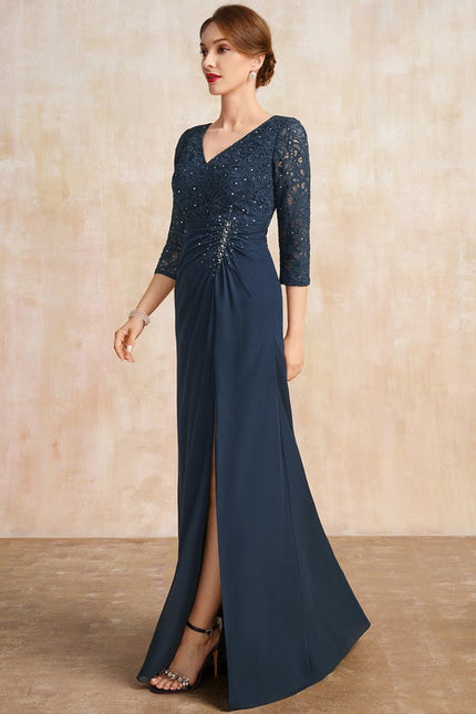 Robe Fourreau Longue Marine Chic - gallery 3