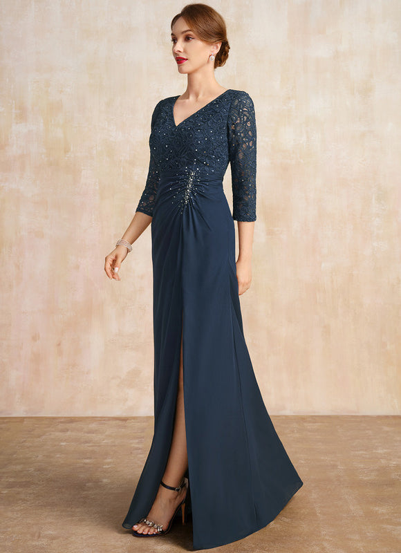 Robe Fourreau Longue Marine Chic - gallery 3