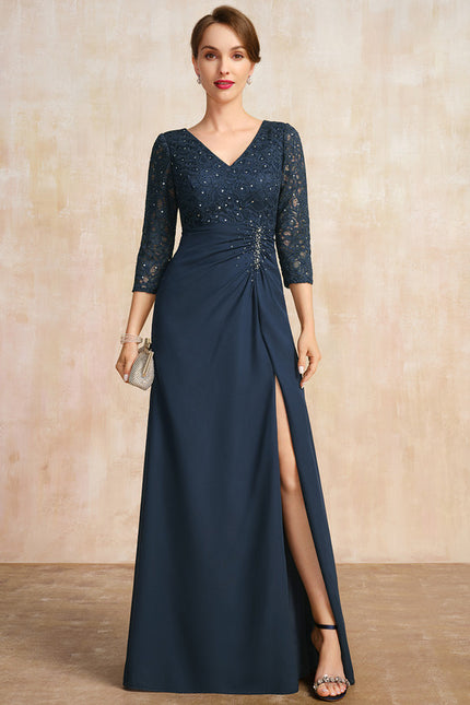 Robe Fourreau Longue Marine Chic - gallery 1