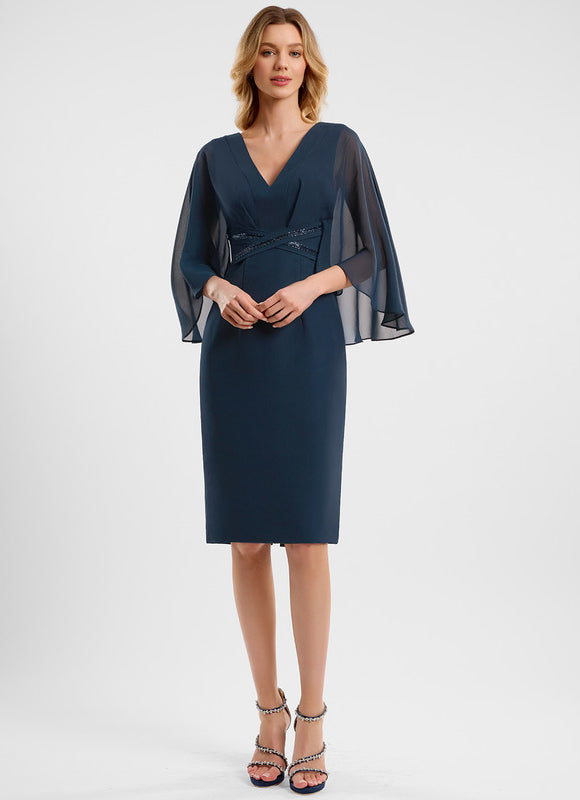Robe Fourreau Châle Élégante - gallery 1