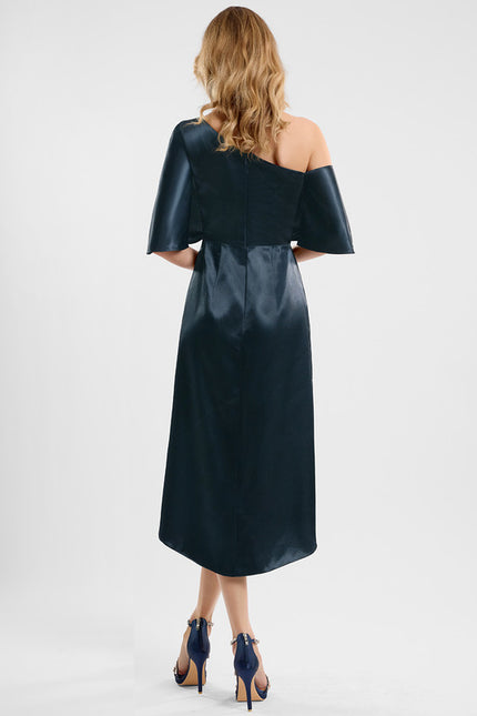 Robe Fourreau Satin Émeraude - gallery 4