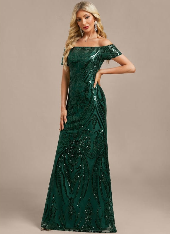 Robe Fourreau Scintillante Verte - gallery 3