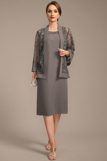 Robe Fourreau Grise Élégante - gallery 1