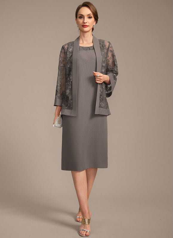 Robe Fourreau Grise Élégante - gallery 1