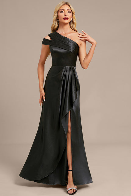 Robe Fourreau Satin Noire Élégante - gallery 2