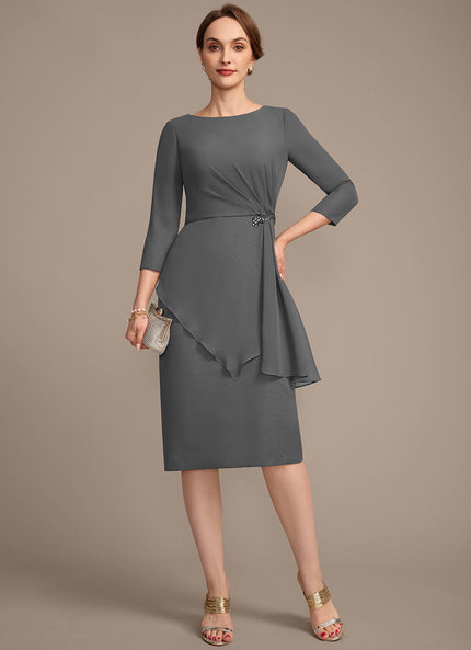 Robe Fourreau Chic Drapé Perlé