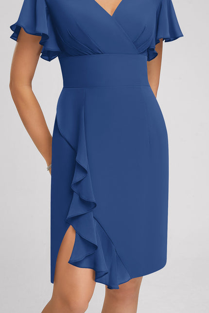 Robe Fourreau Violette À Volants - gallery 5