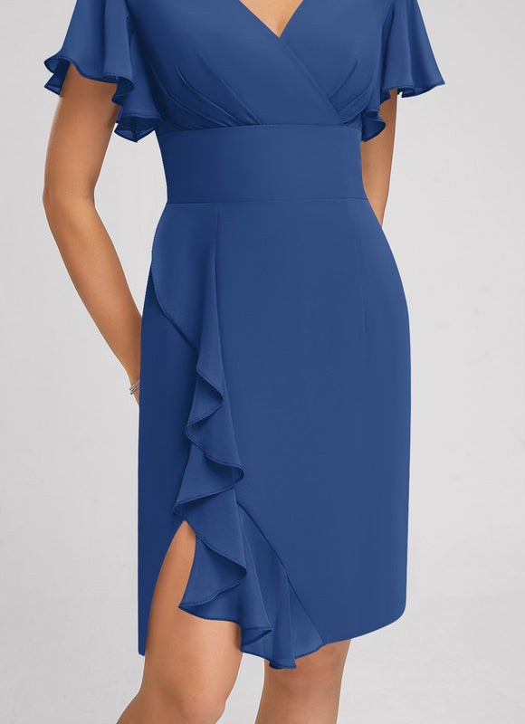 Robe Fourreau Violette À Volants - gallery 5