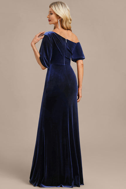 Robe Fourreau Velours Bleu Nuit - gallery 6