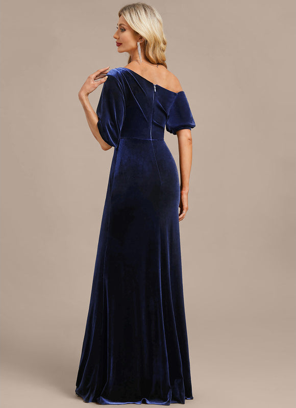 Robe Fourreau Velours Bleu Nuit - gallery 6