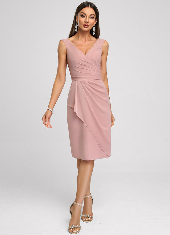 Robe Fourreau Drapée Rose - gallery 7