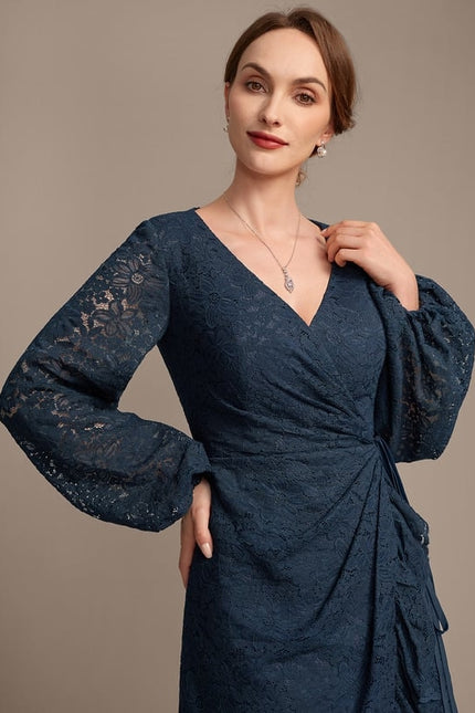 Robe Fourreau Dentelle Marine - gallery 2