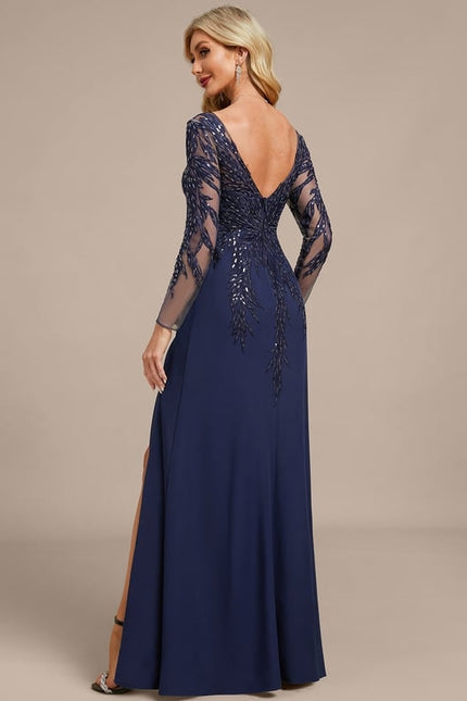 Robe Fourreau Soirée Bleu Nuit Élégante - gallery 6