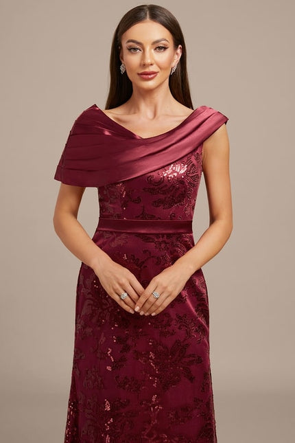 Robe Fourreau Satin Bordeaux Élégante - gallery 1