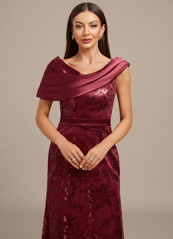 Robe Fourreau Satin Bordeaux Élégante - gallery 1