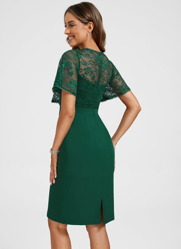 Robe Fourreau Dentelle Verte - gallery 5