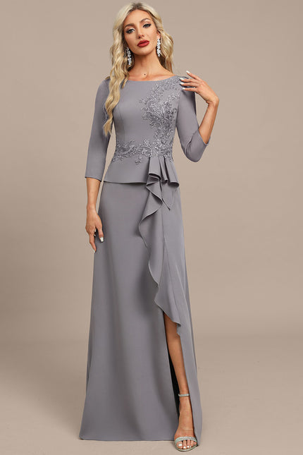 Robe Fourreau Grise Fluide - gallery 2