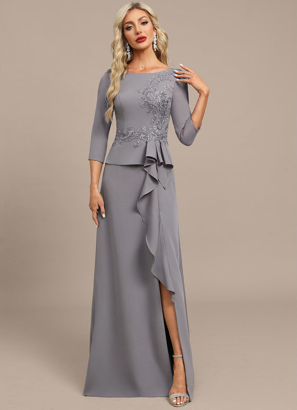 Robe Fourreau Grise Fluide - gallery 2