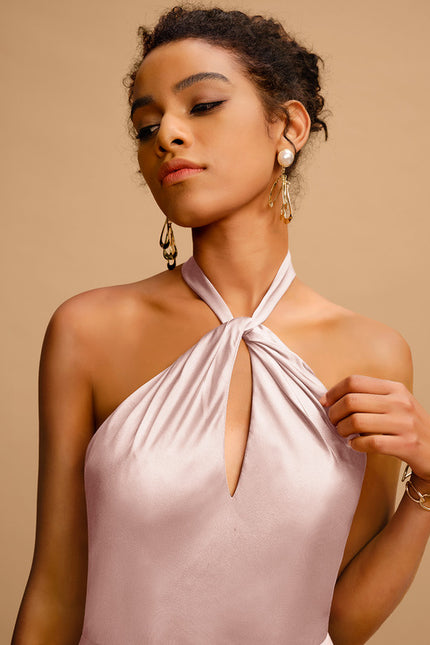 Robe Fourreau Halter Rosée - gallery 2