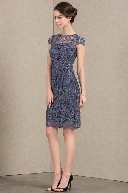 Robe Fourreau Dentelle Marine Chic - gallery 3