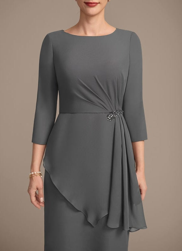 Robe Fourreau Chic Drapé Perlé - gallery 7