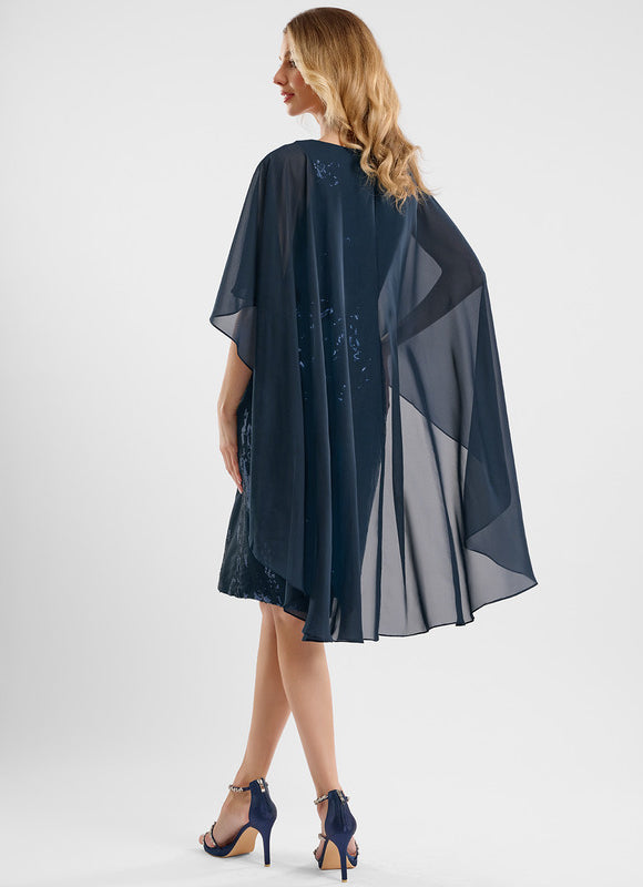 Robe Fourreau En Mousseline Fluide - gallery 4