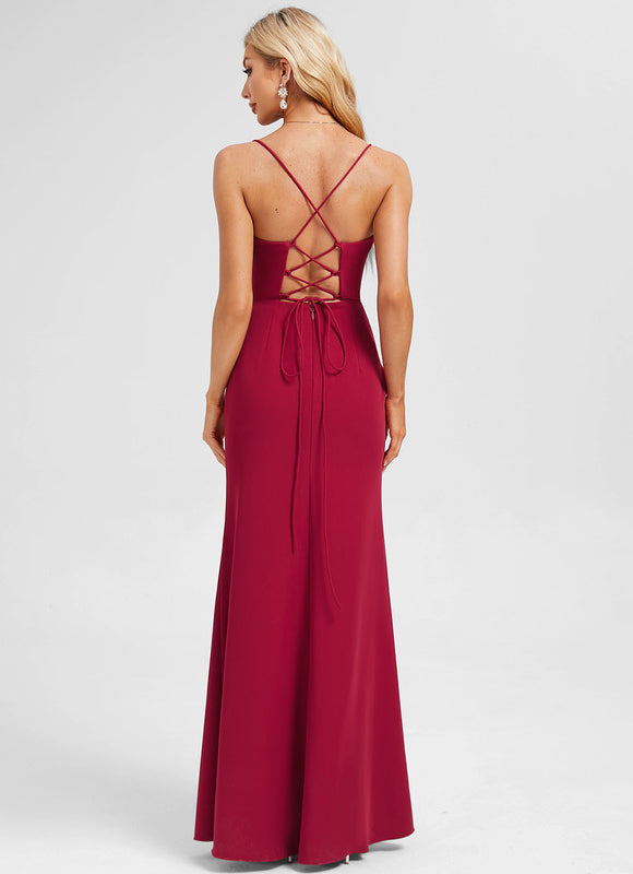 Robe Fourreau Bordeaux Drapée - gallery 2