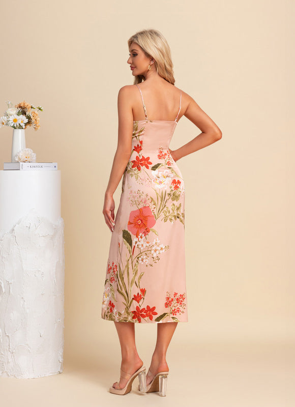 Robe Fourreau Satinée Florale - gallery 2