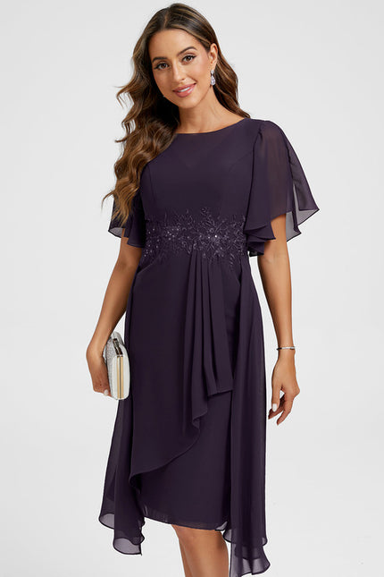 Robe Fourreau Fluide Violette - gallery 3