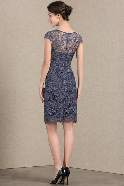 Robe Fourreau Dentelle Marine Chic - gallery 4