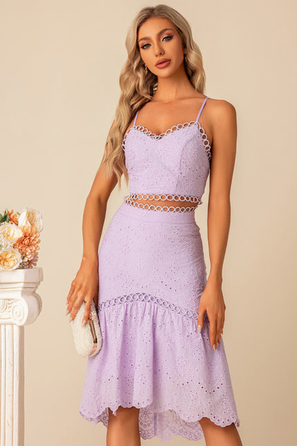 Robe Fourreau Lilas Brodée - gallery 4