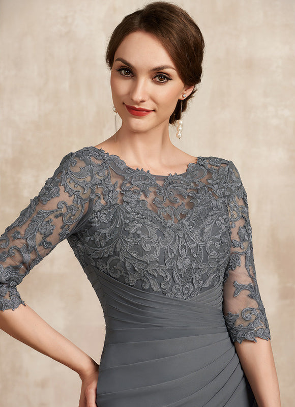 Robe Fourreau Dentelle Grise - gallery 1