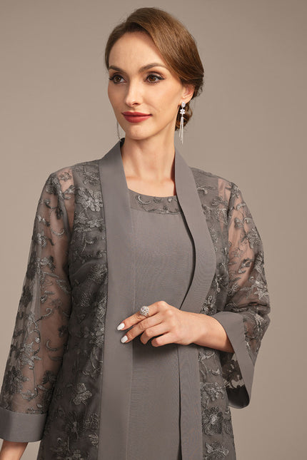 Robe Fourreau Grise Élégante - gallery 2