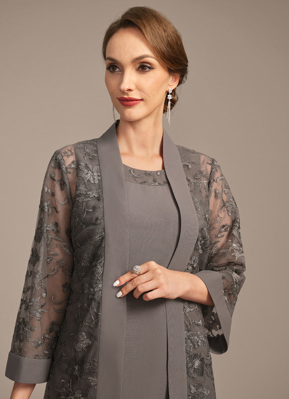 Robe Fourreau Grise Élégante - gallery 2