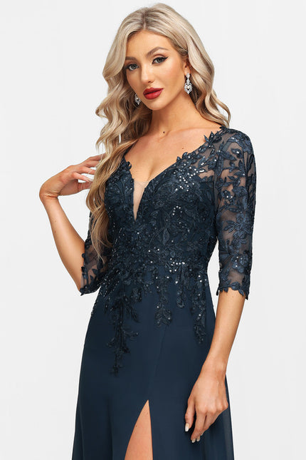 Robe Fourreau Marine Élégante - gallery 1